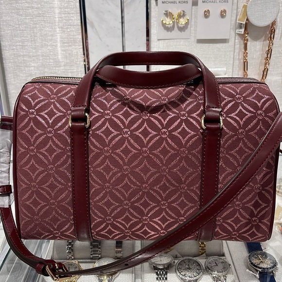 MICHAEL KORS JST TRAVEL MEDIUM DUFFLE SATCHEL SHOULDER CROSSBODY BAG MK OXBLOOD - Picture 8 of 16